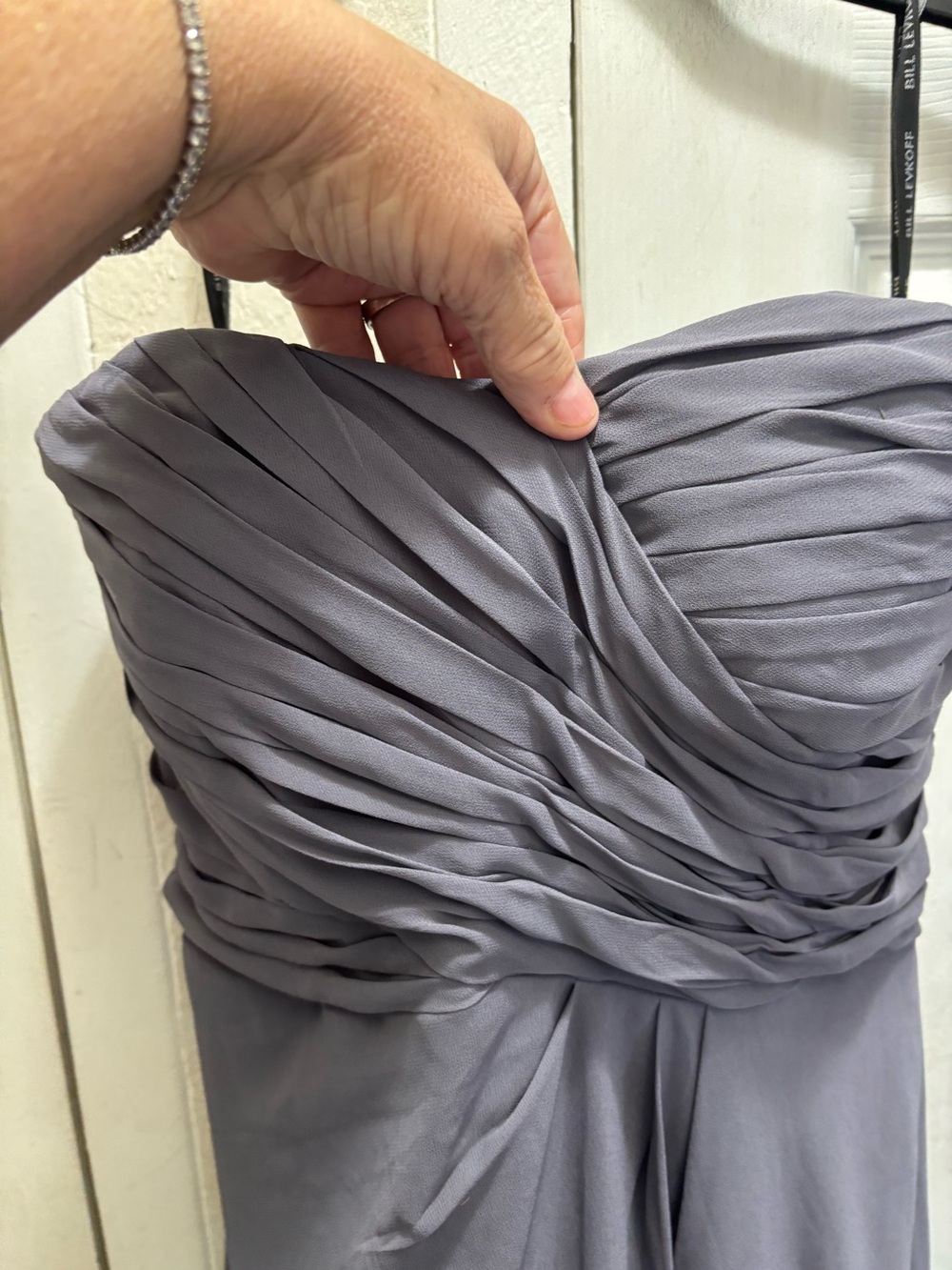 Levkoff Strapless Ruched Evening Dress - Gray